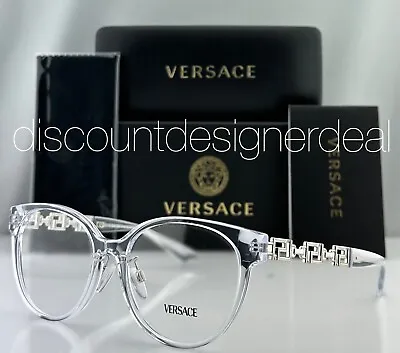 Versace Cateye Eyeglasses VE3302D Clear Frame Silver Metal Temples 148 54mm NEW • $119.99