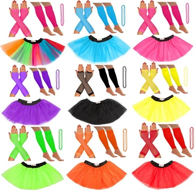 £7.79 • Buy NEON 80s FANCY DRESS TUTU SET GLOVES LEG WARMERS AND BEADS HEN PARTY COSTUME