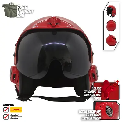 Top Gun Plain Red Hgu-33 Flight Helmet Movie Prop Pilot Aviator Usn Usaf V2 + Bg • $800.05