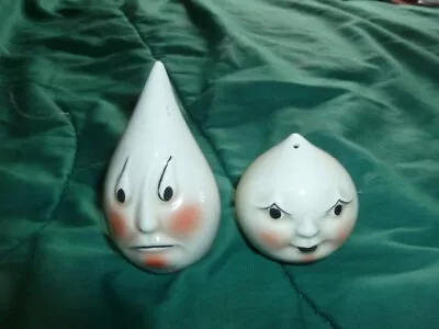 Vintage Anthropomorhic  Drip  & Drop  Man & Woman Ceramic Salt & Pepper Shakers • $14.99