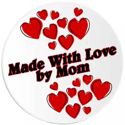 Made With Love By Mom - 3 Pack Circle Stickers 3 Inch - Hearts Gift • $6.99