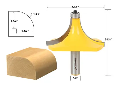 1-1/2  Radius Round Over Edge Forming Router Bit - 1/2  Shank - Yonico 13171 • $34.95