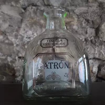 Empty Patron Silver Tequila Bottle NO CORK 1.75 L  Clear Glass Patrón Bottle  • $21.99