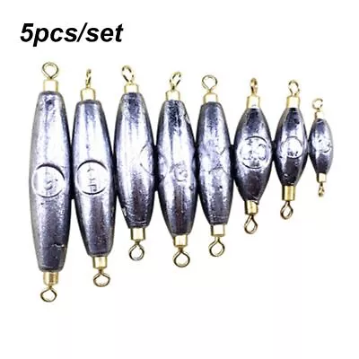 Swivel Double Ring Olive Shaped Weights Lead Sinkers Fishing Sinker Tackle • $12.57