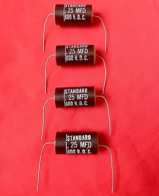 4 NOS .25 UF 600V Standard Black Tubular Capacitors Mylar Vintage Test/work@600V • $19.99