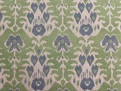 Habana Ikat Linen Green Blue  280cm Double Width Curtain Blind Upholstery Fabric • £21.50