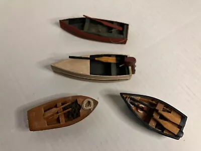 Wooden Model Fishing Boats & Oars Vintage Lot Of 4 • $27