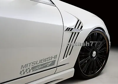 2 - MITSUBISHI RACING SPORT Motorsport Vinyl Decal Sticker Emblem Logo SILVER  • $29.95