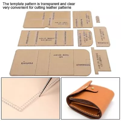8x Template Short Wallet DIY Hand‑Made Leather Pattern Mold Art Craft Tool • $27.97