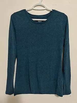 Mossimo Women’s Long Sleeve Round Neck Teel & Gray Speckled Shirt Size Medium • $8