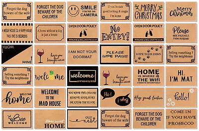 RUG DOORMAT / Non Slip Rubber FUNNY Messages_Coir Indoor Outdoor Front Door Hall • £9.47