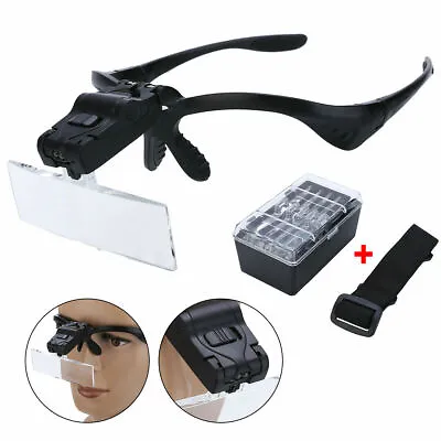 Led Head Magnifying Glasses Headset With Light Hands Free Headband Magnifier Lam • £11.39