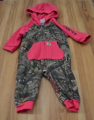 Carhartt Coveralls Toddler Girl's 12 T Green Mossy Oak Camo/Pink One Piece • $18