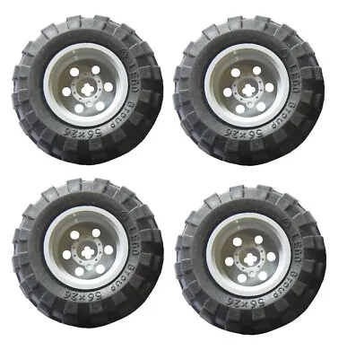 ☀️NEW Lego 56x26 Technic Balloon Tires LOT OF 4 With GRAY Wheels NXT Mindstorms • $20.22