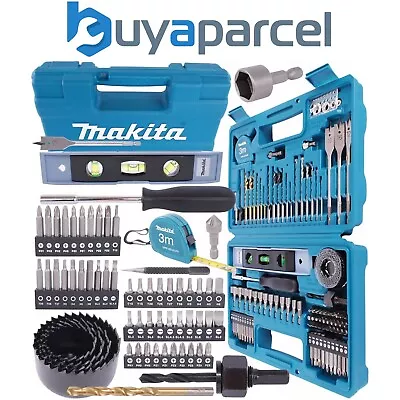 Makita 102 Piece Drill Bit Holesaw Masonry HSS Drill Flat Bit Set + Tape Measure • £30.99