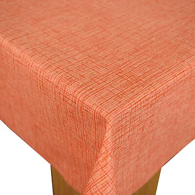 Orange Linen Look PVC Vinyl Wipe Clean Oilcloth Tablecloth • £8.79