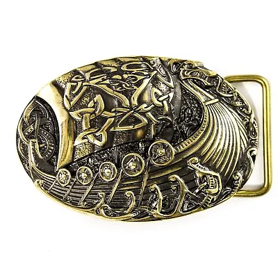 Viking Warship Drakkar Brass Belt Buckle Scandinavian Nordic Celtic Warrior • $56.05