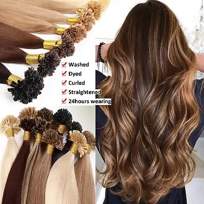 Pre Bonded Keratin Nail U Tip Hair Extenions Cold Fusion Remy Human Hair 16 -26  • $78