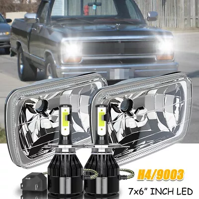 For Dodge D150 D250 D350 Pair 5x7  7x6  Chrome LED Headlights Hi/Low Beam H6054 • $86.99