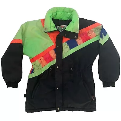 Vintage Octane 80's Ski Jacket Snowboard Jacket Size M Neon Retro Green Pink • $49.95