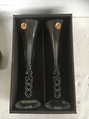 £15 • Buy Vintage Crystal Glass Fluted Champagne Glasses Millennium Cristal D'Arques Boxed