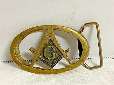 Antique Primitive Bronze/Brass Masonic Belt Buckle • $28.99