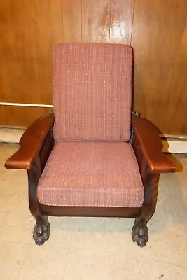 Antique Mission Solid Oak & Claw Feet Arts & Crafts Period Reclining Arm Chair • $299