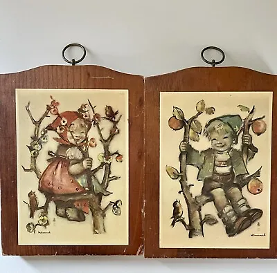 Hummel Prints Girl And Boy Climbing Trees On Wooden Plaques Art Manchester Wood • $14.96