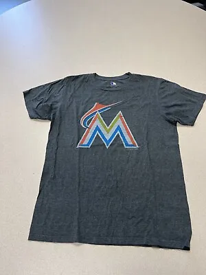 Miami Marlins T Shirt Mens Grey Short Sleeve Medium 284 • $7.38