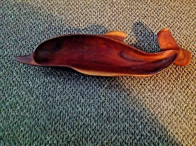 Kamani Koa Wood Rare Happy Dolphin Figural Fish Bowl Abalone Shell Eye Inlaid A1 • $149