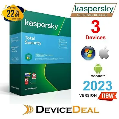 Kaspersky Total Security Premium - 3 Device 1 Year License Key 2023 (New Version • $39
