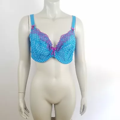 Elomi Betty Underwire Plunge Bra EL8170Tue Size 42DD Sheer Polka Floral  • $29.99