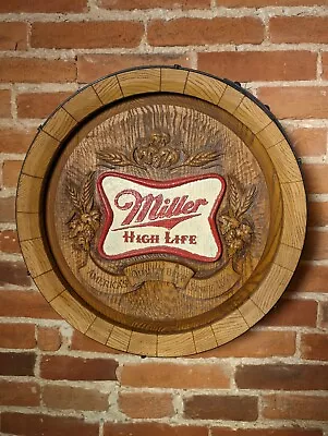 Vintage Miller High Life Beer Plastic Barrel Keg Bar Sign 6” X  18” • $59.90