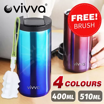 $18.37 • Buy Insulated Coffee Mug Cup Travel Thermal Stainless Steel Flask Vacuum Leakproof
