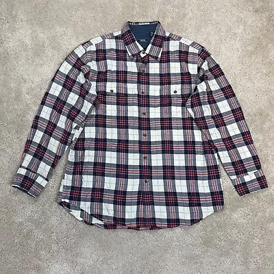 IZOD Shirt Mens Extra Large Fishing Flannel Button Up Check Plaid Workwear Farm • £16.99