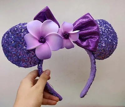 2020Minnie Ears Disney Parks Mickey Mouse Purple Plumeria Aulani Hawaii Headband • $9.72