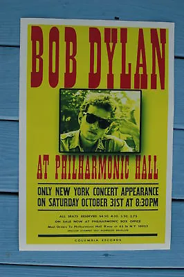 $4 • Buy Bob Dylan Concert Tour Poster 1964 New York At Philharmonic Hall --