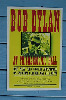 Bob Dylan Concert Tour Poster 1964 New York At Philharmonic Hall -- • $4.50