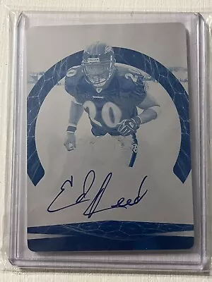 Ed Reed Auto Autograph Printing Plate 1/1 One Of One 2020 Limited Ravens HOF • $175