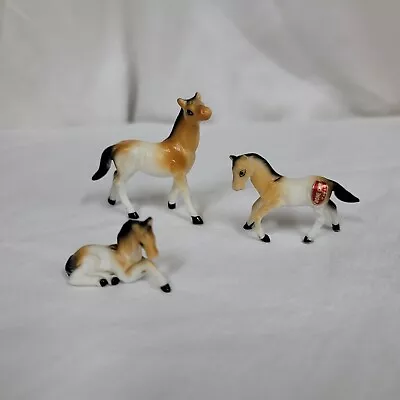 Vintage Bone China Miniature Horse Figures Set Of 3 Made In Japan • $19.99