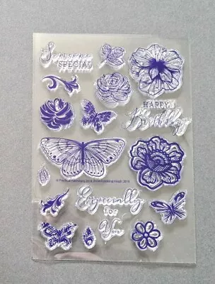 £1.99 • Buy Butterflies Flowers Sentiments Rubber Stamp Set.  New Craft Cardmaking