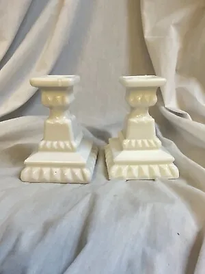 Candlesticks Pair Westmoreland Vintage Milk Glass Square White 4.5” • $19.95