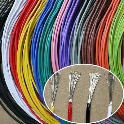 16AWG~30AWG Gauge Electric Wire Tinned Copper Flexible PVC Hookup Multicolor • £44.87