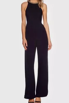 Sass & Bide 14 Navy Blue Paper Planes Gold Embellished Jumpsuit One Piece New • $149