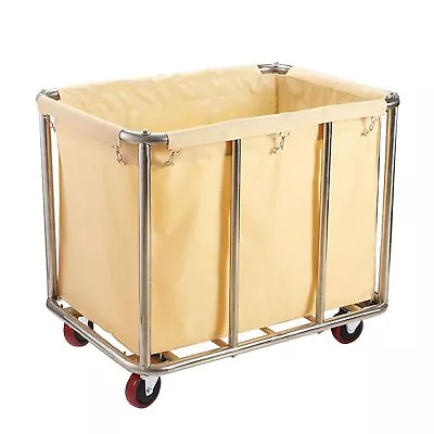10 Bushels Laundry Cart Commercial/HomeHeavy Duty Large Stainless Steel Roll... • $176.53