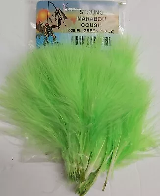 Lot Of 1/8oz   MARABOU    4 Long  Color: FL.GREEN   WOOLY BUGGER Feathers  • $2.91