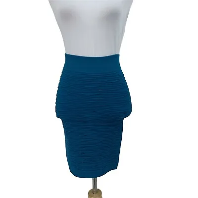 BCBGeneration Blue Depth Mini Skirt Women's Size M/L Bandage Stretch Pencil • $21.20