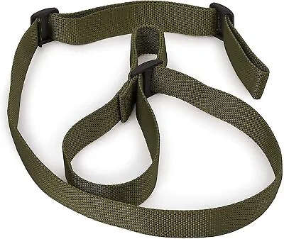 2 Point Rifle Sling - Adjustable Gun Sling With Fast-Loop 1.25  Webbing / Green • $12.95