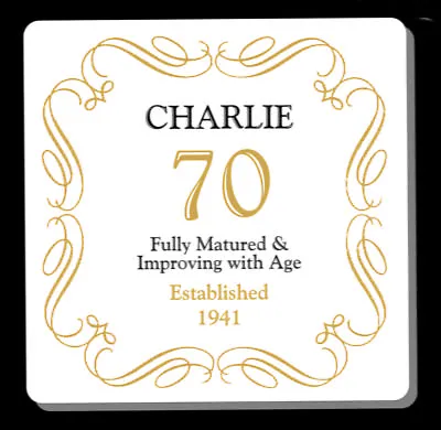 PERSONALISED 70 / 70th BIRTHDAY ANY AGE YEAR  COASTER - GIFT PRESENT • £2.99