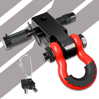 2  Trailer Shackle Hitch Receiver + 3/4  D-Ring Tow Hook Recovery For Truck Jeep • $27.29